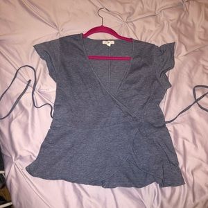 Heathered blue peplum top